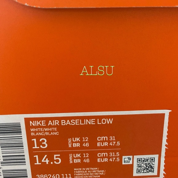 Nike Air Baseline Low White Leather Men’s Sneakers - Picture 10 of 10